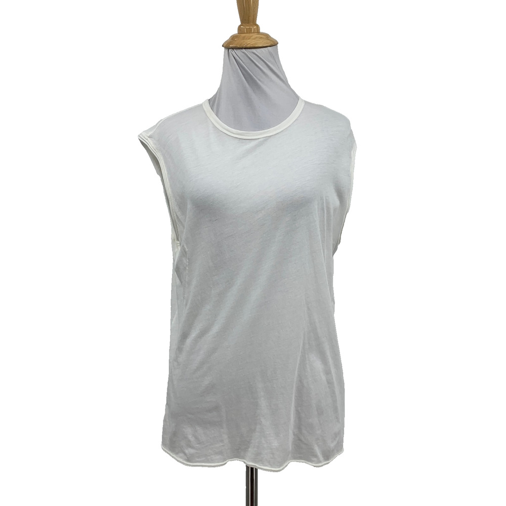 Rag & Bone Shirt Womens M Medium White Muscle Tee Organic Pima Relaxed Fit Slub